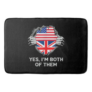 Half American Half British USA England Flag Mens W Bath Mat