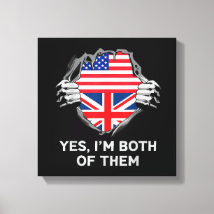 Half American Half British USA England Flag Mens W Canvas Print