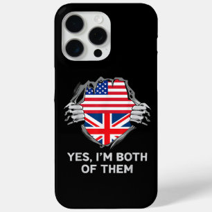 Half American Half British USA England Flag Mens W iPhone 15 Pro Max Case