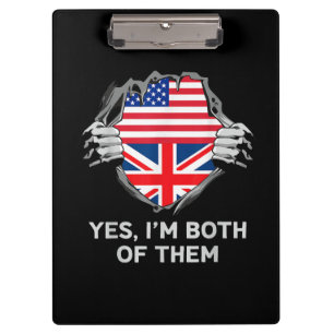 Half American Half British USA England Flag Mens W Clipboard