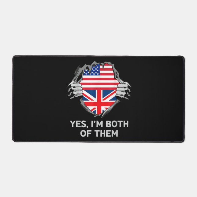 Half American Half British USA England Flag Mens W Desk Mat (Front)