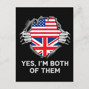 Half American Half British USA England Flag Mens W Enclosure Card