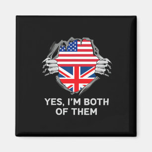 Half American Half British Usa England Flag Mens W Magnet