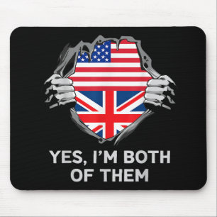 Half American Half British USA England Flag Mens W Mouse Mat