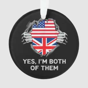 Half American Half British USA England Flag Mens W Ornament