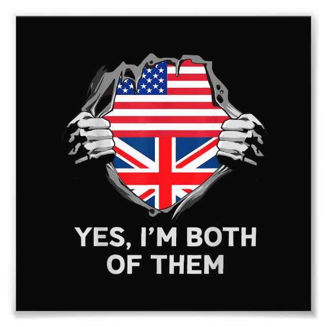 Half American Half British USA England Flag Mens W Photo Print (Front)