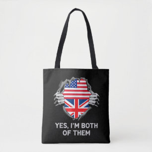 Half American Half British USA England Flag Mens W Tote Bag