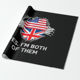Half American Half British USA England Flag Mens W Wrapping Paper