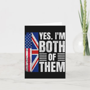 Half american half british usa flag united kingdom card