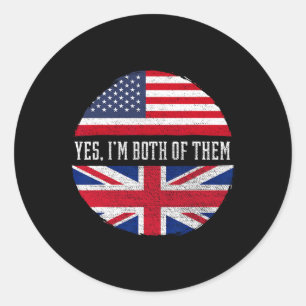 Half American Half British Usa Flag United Kingdom Classic Round Sticker