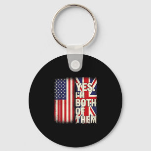 Half american half british usa flag united kingdom key ring