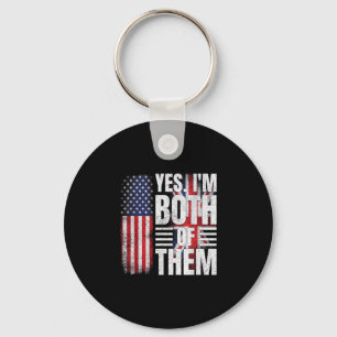 Half american half british usa flag united kingdom key ring