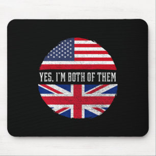 Half American Half British Usa Flag United Kingdom Mouse Mat