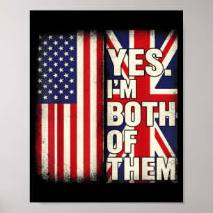 Half american half british usa flag united kingdom poster