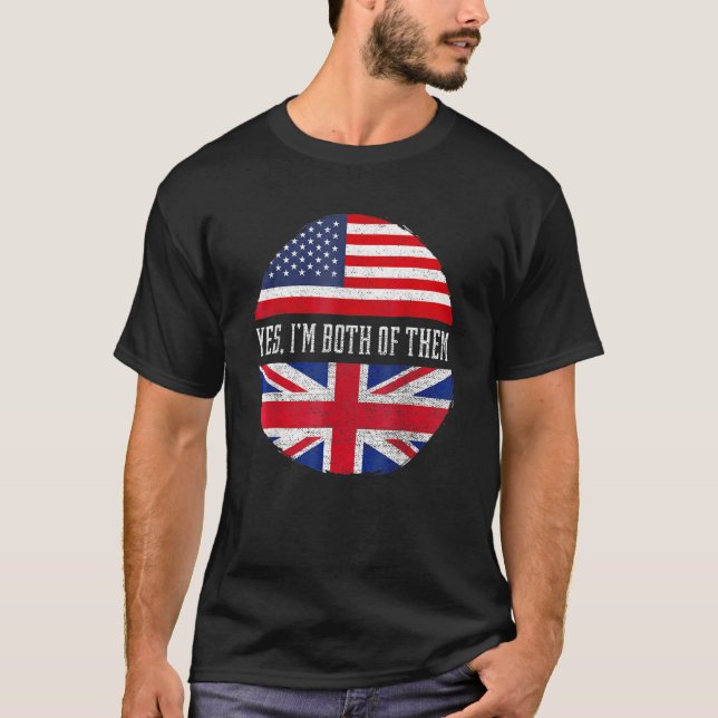 Half American Half British Usa Flag United Kingdom T-Shirt (Front)