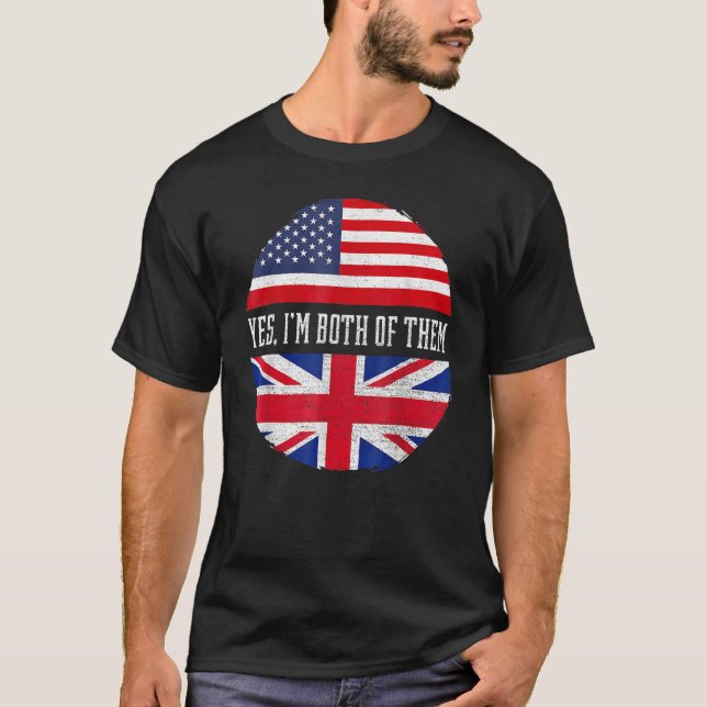 Half American Half British USA Flag United Kingdom T-Shirt (Front)