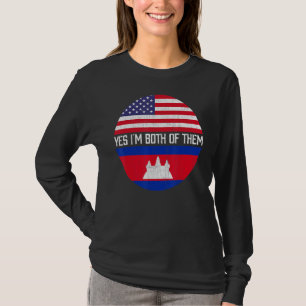 Half American Half Cambodian Usa Flag Family Herit T-Shirt