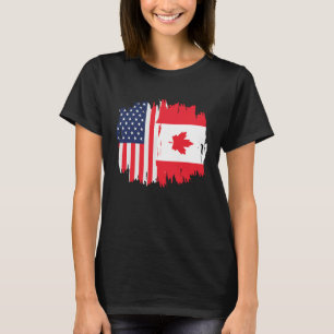 Half American Half Canadian Roots America Canada F T-Shirt