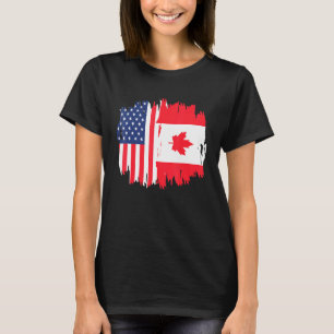 Half American Half Canadian Roots America Canada F T-Shirt