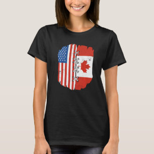 Half American Half Canadian Roots American US Flag T-Shirt