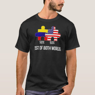 Half American Half Colombian Flag Combined Map Col T-Shirt