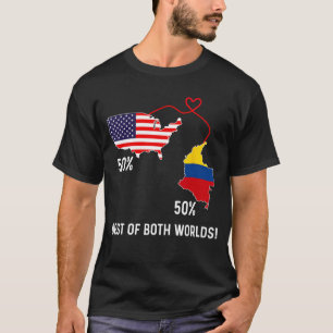 Half American Half Colombian Flag Combined Map Col T-Shirt