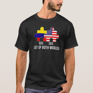 Half American Half Colombian Flag Combined Map Col T-Shirt