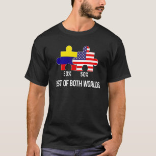 Half American Half Colombian Flag Combined Map Col T-Shirt