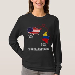 Half American Half Colombian Flag Combined Map Col T-Shirt