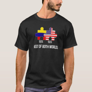 Half American Half Colombian Flag Combined Map Col T-Shirt