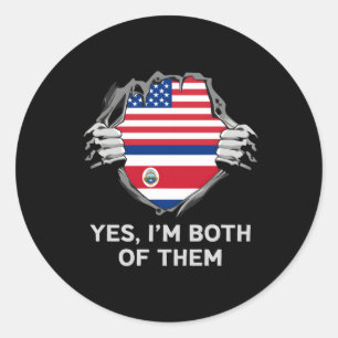 Half American Half Costa Rican Usa Costa Rica Flag Classic Round Sticker