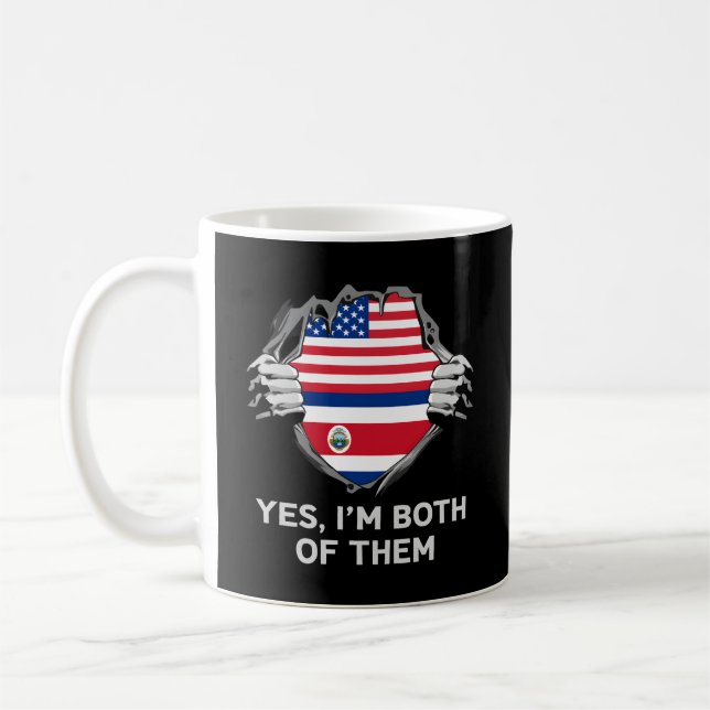 Half American Half Costa Rican Usa Costa Rica Flag Coffee Mug (Left)