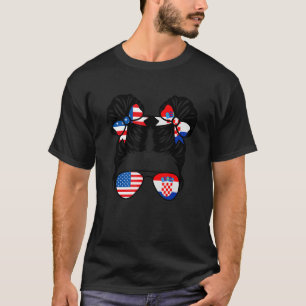 Half American Half Croatian Girl USA Croatia Flag T-Shirt