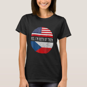 Half American Half Czech USA Flag Czech Republic H T-Shirt