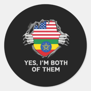 Half American Half Ethiopian Usa Ethiopia Flag S Classic Round Sticker