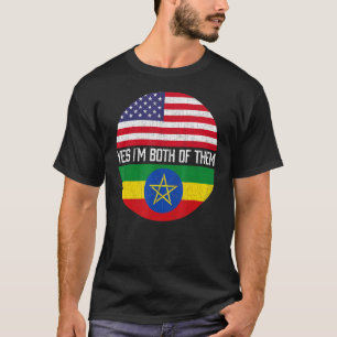 Half American Half Ethiopian Usa Flag Family Herit T-Shirt