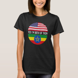 Half American Half Ethiopian Usa Flag Family Herit T-Shirt