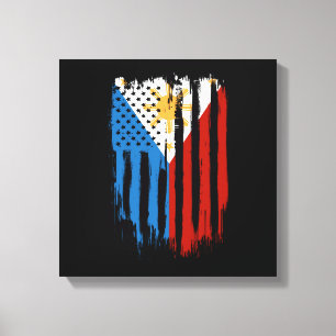 Half American Half Filipino Philippines Flag Canvas Print