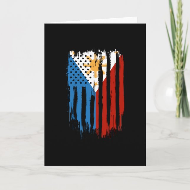 Half American Half Filipino Philippines Flag Card (Front)