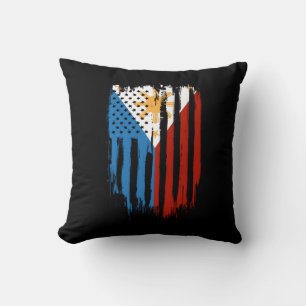 Half American Half Filipino Philippines Flag Cushion