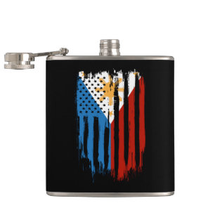 Half American Half Filipino Philippines Flag Hip Flask