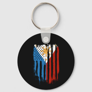 Half American Half Filipino Philippines Flag Key Ring