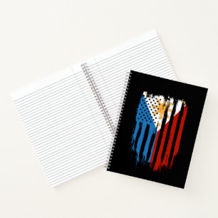 Half American Half Filipino Philippines Flag Notebook