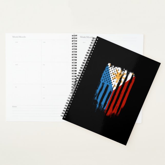 Half American Half Filipino Philippines Flag Planner (Display)