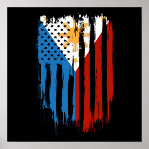 Half American Half Filipino Philippines Flag Poster