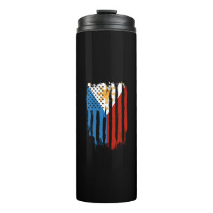 Half American Half Filipino Philippines Flag Thermal Tumbler