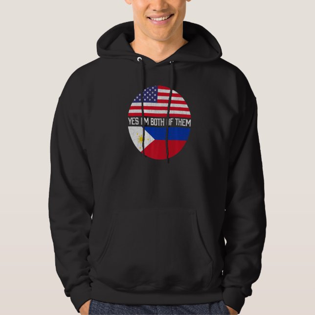 Half American Half Filipino Usa Flag Family Herita Hoodie (Front)
