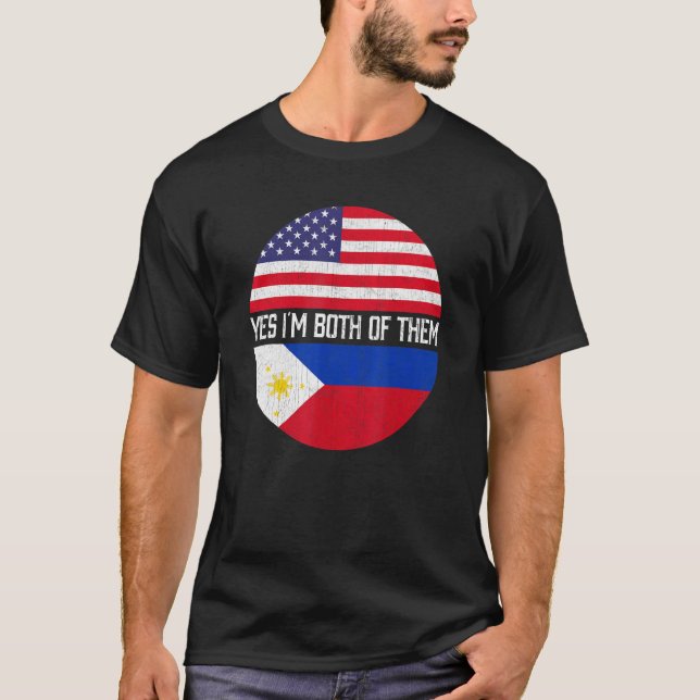 Half American Half Filipino Usa Flag Family Herita T-Shirt (Front)