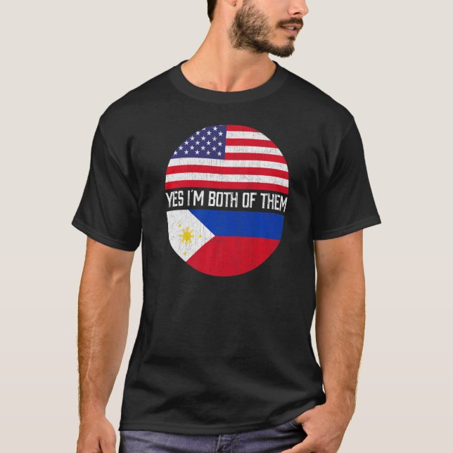 Half American Half Filipino Usa Flag Family Herita T-Shirt (Front)