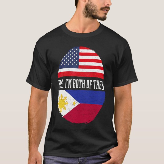 Half American Half Filipino USA Flag Philippines H T-Shirt (Front)